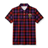 Broun Modern Tartan Crest Birdseye Mesh Polo Shirt