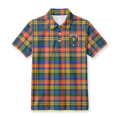 Buchanan Ancient Tartan Crest Birdseye Mesh Polo Shirt