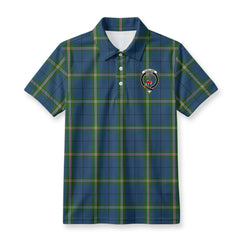 Clelland Tartan Crest Birdseye Mesh Polo Shirt