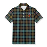 Farquharson Weathered Tartan Crest Birdseye Mesh Polo Shirt