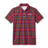 Shaw Red Modern Tartan Crest Birdseye Mesh Polo Shirt