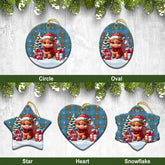 Agnew Ancient Tartan Christmas Ceramic Ornament - Highland Cow Winter Style