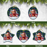 Campbell Argyll Ancient Tartan Christmas Ceramic Ornament - Highland Cow Winter Style