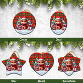 Drummond of Perth Tartan Christmas Ceramic Ornament - Highland Cow Winter Style