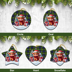 Ferguson Tartan Christmas Ceramic Ornament - Highland Cow Winter Style