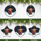 Galbraith Modern Tartan Christmas Ceramic Ornament - Highland Cows Snow Style