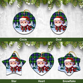Gordon Modern Tartan Christmas Ceramic Ornament - Santa Claus In Kilt Style