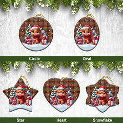 Innes Ancient Tartan Christmas Ceramic Ornament - Highland Cow Winter Style