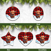MacLeod of Raasay Tartan Christmas Ceramic Ornament - Highland Cows Snow Style