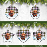 McPherson Dress Modern Tartan Christmas Ceramic Ornament - Highland Cows Snow Style
