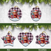 McPherson Hunting Modern Tartan Christmas Ceramic Ornament - Highland Cow Winter Style