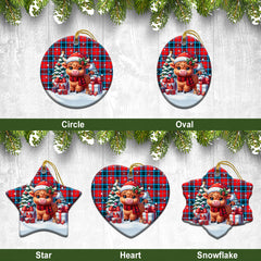 McTavish Modern Tartan Christmas Ceramic Ornament - Highland Cow Winter Style