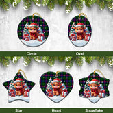 Morrison Modern Tartan Christmas Ceramic Ornament - Highland Cow Winter Style