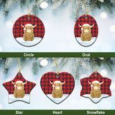 Reid Modern Tartan Christmas Ceramic Ornament - Highland Cows Style