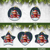 Sinclair Hunting Modern Tartan Christmas Ceramic Ornament - Highland Cow Winter Style