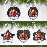 Stewart Old Weathered Tartan Christmas Ceramic Ornament - Highland Cow Winter Style