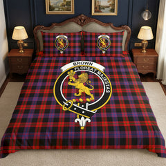 Brown Modern Tartan Crest Bedding Set