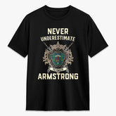 Armstrong Ancient Tartan Crest 2D T-shirt - Never Underestimate Style