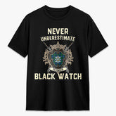 Black Watch Ancient Tartan Crest 2D T-shirt - Never Underestimate Style