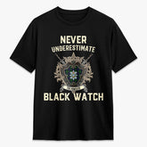 Black Watch Tartan Crest 2D T-shirt - Never Underestimate Style
