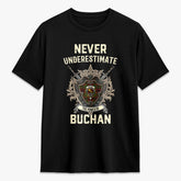 Buchan Modern Tartan Crest 2D T-shirt - Never Underestimate Style