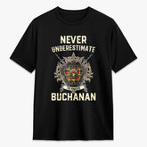 Buchanan Modern Tartan Crest 2D T-shirt - Never Underestimate Style