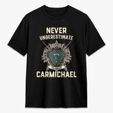 Carmichael Ancient Tartan Crest 2D T-shirt - Never Underestimate Style