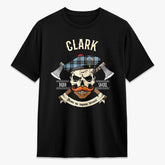 Clark Ancient Tartan Crest 2D T-shirt - Alba Skull Style