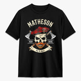 Custom Matheson Modern Tartan Crest 2D T-shirt - Alba Skull Style