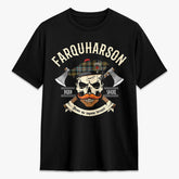 Farquharson Weathered Tartan Crest 2D T-shirt - Alba Skull Style