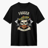 Fraser (of Lovat) Yellow Tartan Crest 2D T-shirt - Alba Skull Style