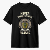 Fraser (of Lovat) Yellow Tartan Crest 2D T-shirt - Never Underestimate Style