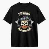 Gordon Dress Modern Tartan Crest 2D T-shirt - Alba Skull Style