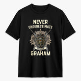 Graham of Menteith Weathered Tartan Crest 2D T-shirt - Never Underestimate Style