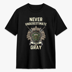 Gray Hunting Tartan Crest 2D T-shirt - Never Underestimate Style