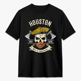 Houston Tartan Crest 2D T-shirt - Alba Skull Style