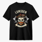 Lumsden Tartan Crest 2D T-shirt - Alba Skull Style
