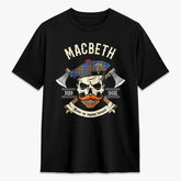 MacBeth Ancient Tartan Crest 2D T-shirt - Alba Skull Style