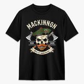 MacKinnon Hunting Modern Tartan Crest 2D T-shirt - Alba Skull Style