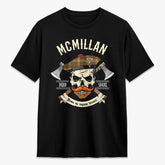 McMillan Old Weathered Tartan Crest 2D T-shirt - Alba Skull Style