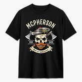 McPherson Dress Ancient Tartan Crest 2D T-shirt - Alba Skull Style