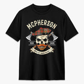 McPherson Weathered Tartan Crest 2D T-shirt - Alba Skull Style