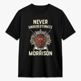 Morrison Red Modern Tartan Crest 2D T-shirt - Never Underestimate Style