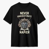 Napier Modern Tartan Crest 2D T-shirt - Never Underestimate Style