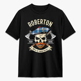 Roberton Tartan Crest 2D T-shirt - Alba Skull Style