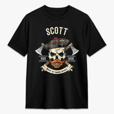 Scott Brown Ancient Tartan Crest 2D T-shirt - Alba Skull Style