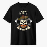 Scott Brown Modern Tartan Crest 2D T-shirt - Alba Skull Style