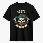 Scott Green Ancient Tartan Crest 2D T-shirt - Alba Skull Style