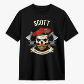 Scott Modern Tartan Crest 2D T-shirt - Alba Skull Style