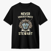 Stewart Muted Blue Tartan Crest 2D T-shirt - Never Underestimate Style
